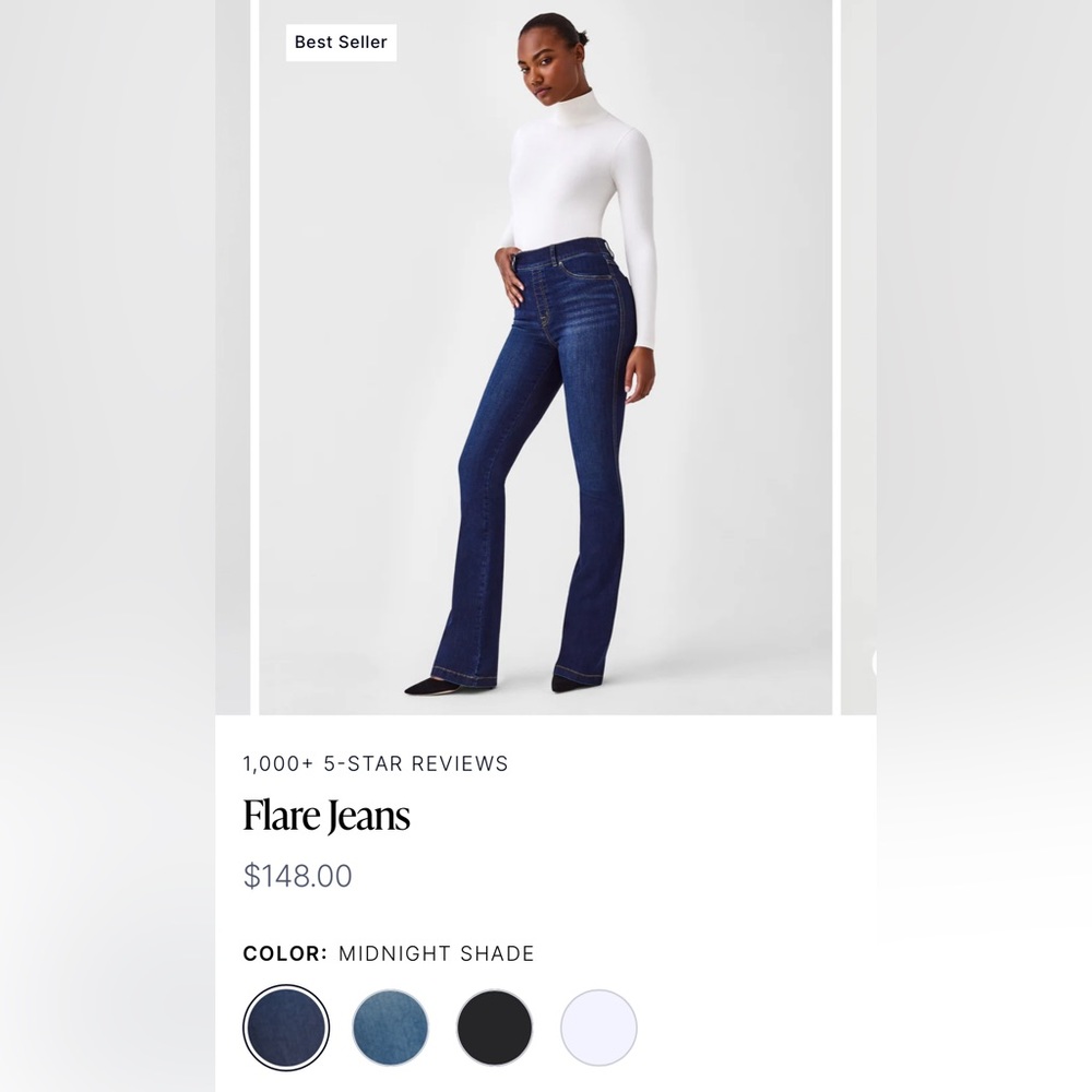 SPANX Flare jeans, size XL, Regular length, Midnight, NWT